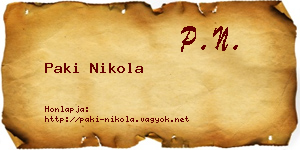 Paki Nikola névjegykártya